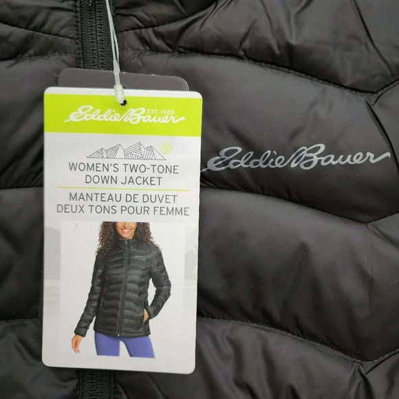 Eddie Bauer Women's Black Down Puffer  Jacket Full Zip Water Repellant Size S - Picture 11 of 16